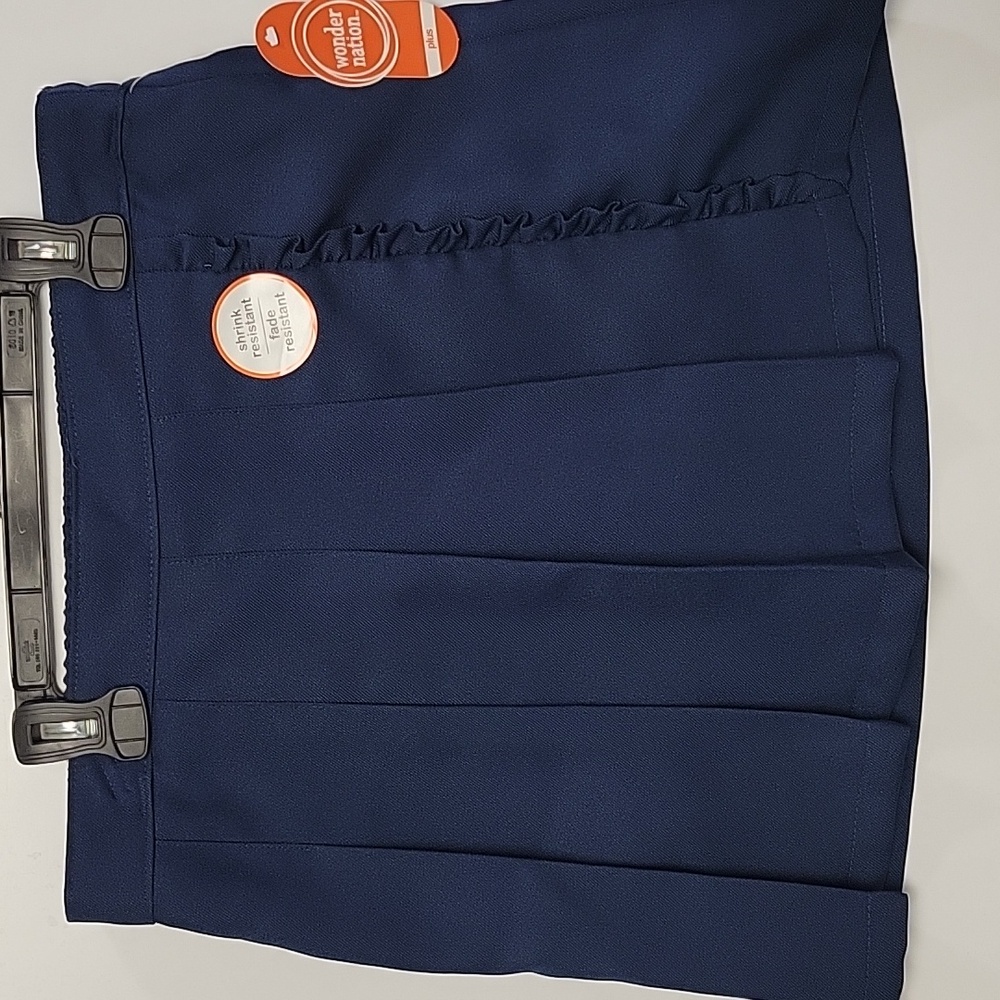 wonder nation navy blue pleated skort with side ruffle